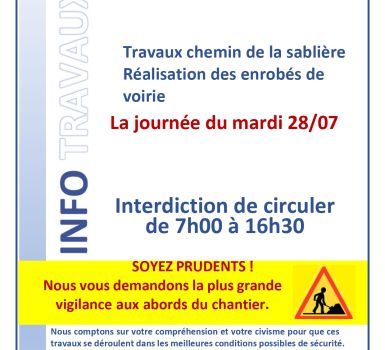 Travaux Chemin de la Sablière