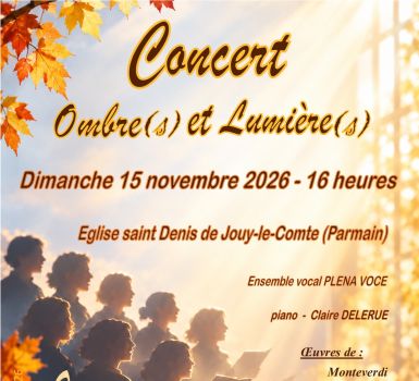 Affiche concert AREJ Ombres et Lumières 15 novembre 2026