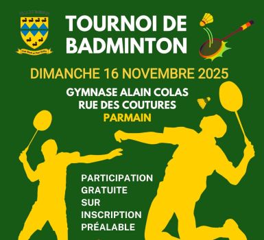 affiche tournoi badminton 16 novembre 2025