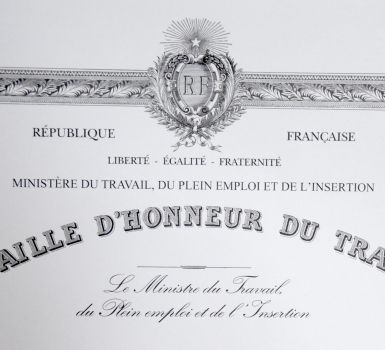 diplôme médaille du travail