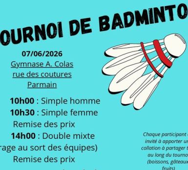 Tournoi de badminton 7 juin 2026