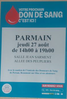 Don du sang 27 août 2026