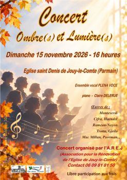 Affiche concert AREJ Ombres et Lumières 15 novembre 2026