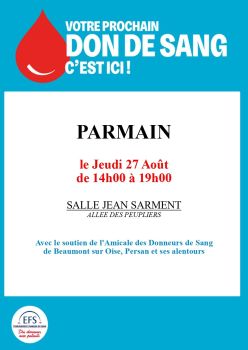 Don du sang 27 août 2026