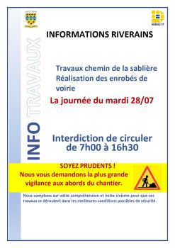 Travaux Chemin de la Sablière