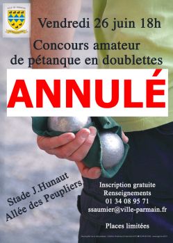 affiche concours de pétanque 2026 annulé