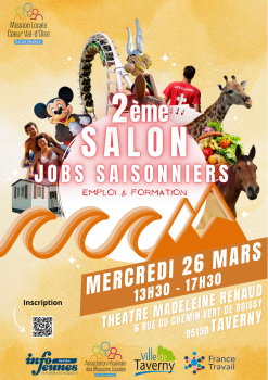 affiche salon jobs saisonniers mission locale 26 mars 2025