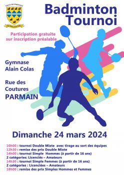 affiche Tournoi de badminton 2024