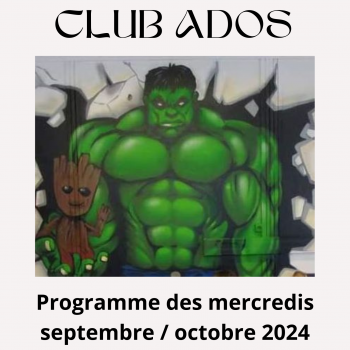 Club ados, programme des mercredis sept-oct 2024