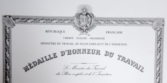 diplôme médaille du travail