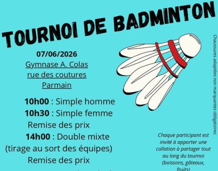 Tournoi de badminton 7 juin 2026