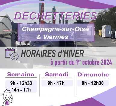 Changement horaires dechetteries tri or hiver 2024-2025