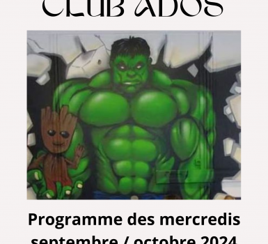 Club ados, programme des mercredis sept-oct 2024